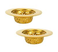 Snailhouse Coladores para Fregadero de baño, Paquete de 2 Unidades de 2.17 Pulgadas de Acero Inoxidable de Malla pequeña, tapón de Drenaje para Fregadero, Pantalla de Enchufe, Color Dorado