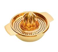 Snailhouse Exprimidor de limón, acero inoxidable, metal, cítricos, naranja, lima, zumo, frutas, exprimidor manual con colador y cuenco, dorado