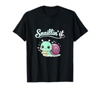 Snaillin it Kawaii Chibi Caracol Café Lindo Arte Cursivo Camiseta
