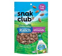 Snak Club Almendras tostadas con especia Hidden Valley Ranch, sabrosos aperitivos de almendras certificadas sin gluten, tamaño familiar, 200 ml