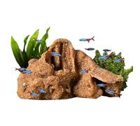 Snake Cave, Terrarium Resin Shelter, Lizard Reptile, Multi-Functional Basking Decor for Gecko Amphibians Shrimp Fish Tank Landscape Accessories Setup, 6.3x3.94x3.15 Inches