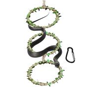 Snake Climbing Rings - Interactive Ring-Shaped Play Chain with Hêmp Rope and Simulated Leaves | Climbing Branch Accessory for Corn Snakes, Ball Pythons, and Geckos | Cage Exercise Toy for Terrariums