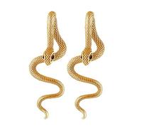 Snake Earrings, Gothic Stud Jewelry, Vintage Punk Style, Zinc Alloy Design, Holiday and Daily Wear Accessory, Elegant Statement Look, 2.83x0.98 Inches, Gold, Silver, 1pair