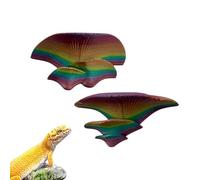 Snake Enclosure Decor - Adhesive 3D Mushroom Ornaments, 2-Piece Pet-Safe Gecko Tank Accessories - Terrarium Decorations For Snakes Lizards Bearded Dragons Crabs Spiders Crickets and Reptile Breeding