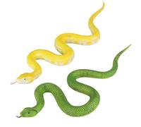 Snake falsa de 2 piezas, serpientes de plástico realistas elásticas Python Figuras de animales de la broma Toya de alivio de los juguetes educativos Regalo de la fiesta de cumpleaños para niños Snake
