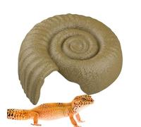 Snake Reptile Shelter | PP, 21.5x18x6.5cm, 117g | Ammonite Shell Shape For Tortoises, Geckos & Lizards | Spiral Cave (Black/Light Brown/Olive Green/Champagne)