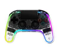 snakebyte GAMEPAD RGB 4 - Mando inalámbrico transparente para PlayStation 4, iluminación ajustable, potente batería, botones adicionales asignables, compatible con PS4 y PS3