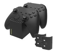 snakebyte Xbox TWIN CHARGE SX - negro - Cargador para mandos de la Serie X, Cargador para mandos inalámbricos, 2 baterías recargables de 800mAh, indicador LED de estado de carga, diseño de la Serie X