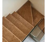 SnamicE Alfombra rectangular para escalera con dobladillo de 3 cm, insonorizada, antideslizante, sin pegamento, lavable, cosida de forma segura, gris, 26 x 90 cm, cúrcuma 26 x 65 cm, caqui, 26 x 90 cm