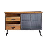 SnamicE Aparador alto de hierro de madera maciza estilo industrial, estilo industrial, retro, antiguo, restaurante, cafetería, bar, aparador de bufé, 120 x 38 x 65 cm,