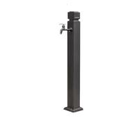 SnamicE Columna de Agua Independiente para jardín, Columna de Agua Exterior Independiente, Grifo de Fuente de Agua para jardín Exterior Independiente - Soporte cilíndrico de Acero,Black4-H