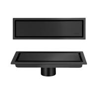 SnamicE Desagüe de Suelo Invisible de Acero Inoxidable 304, Dorado, Oculto, extendido, antiolor, para Ducha, Accesorios de baño, Lado Dorado, 10 x 20 cm, Centro Negro, 10 x,Black Mid-10x50cm