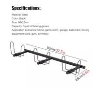 SnamicE Expositor de Guantes de Boxeo para 2, 3, 4 o 5 Pares. Organizador de Pared para Kickboxing, Muay Thai y Entrenamiento. Ahorra Espacio. Color Negro. 96 cm/37,7 pulgad,Black-96cm/37.7in Long