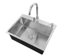 SnamicE Fregadero de Cocina, Acero Inoxidable, un Solo Seno, Montaje Doble, Fregadero para lavavajillas doméstico, Ideal para Estaciones de Trabajo, caravanas, cocinas auxil,50X40cm/19.6X15.7in