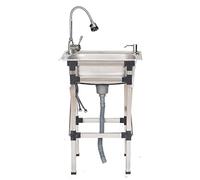 SnamicE Fregadero de Cocina Independiente de Acero Inoxidable con Grifo, de un Solo Seno, para Uso Comercial, para Restaurante, con Grifo de Agua fría y Caliente para l,Hot and Cold-47 * 35cm