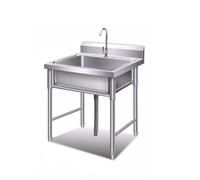 SnamicE Fregadero Independiente, Fregadero de Acero Inoxidable de un Solo Seno, Fregadero utilitario con Soporte y Kit de Drenaje, Tina de lavandería/plata/B-50 * 50 *,