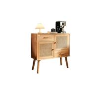 SnamicE Gabinete de buffet nórdico de madera maciza, aparador de hotel, restaurante, multifuncional, hecho a mano, gabinete de té de ratán para el hogar, sala de estar, gabinete de almacenamiento