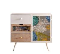 SnamicE Gabinete de buffet pintado a mano, armario de almacenamiento de despensa, gabinete de almacenamiento de cristal ligero de lujo, gabinete de cajón de lujo, aparador de buffet, apar