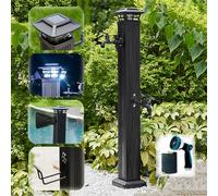 SnamicE Grifo Exterior con luz Solar, Columna de Agua, Soporte de Manguera Independiente, Grifo de Agua de Suelo, Grifo de Agua anticongelante con Grifo Corto + rociador 110, con g,with Faucets-b