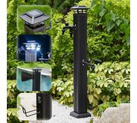 SnamicE Grifo Exterior con luz Solar, Columna de Agua, Soporte de Manguera Independiente, Grifo de Agua de Suelo, Grifo de Agua anticongelante con Grifo Corto + rociador 110, con g,with Faucets-a