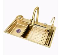 SnamicE Grifo Golden Waterfall Grande de una Sola Ranura para Fregadero doméstico de Acero Inoxidable 304 para lavavajillas y lavaplatos, 80x45cm,80x45cm