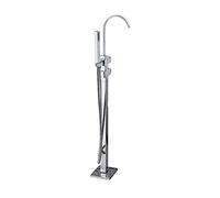 SnamicE Grifo termostático Independiente para bañera, Cascada, Monomando, llenador de bañera montado en el Suelo, grifos de bañera Independientes de latón con Ducha de Mano y caño,