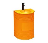 SnamicE Lavabo de Columna de Metal Creativo con Grifo y desagüe, Lavabo de pie en Forma de D, tocador de baño Industrial con Lavabo, Color Naranja-A,Orange-A