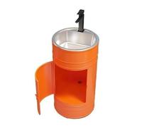 SnamicE Lavabo de Columna Redondo con Fregadero de Acero Inoxidable, Lavabo de pie, combinación Creativa de Lavabo de baño de Metal con Grifo y Kit de Drenaje, Color na,Orange-C
