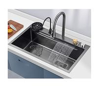 SnamicE Lavavajillas empotrable Nano Grande de Acero Inoxidable con Grifo Tipo Cascada, Ranura única y Grosor de 72x45 cm.,72x45cm