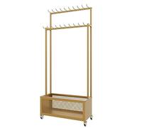 SnamicE Perchero Comercial para Cinturones con Cesta de Malla, con Ruedas, para Colgar Corbatas en dormitorios, Tiendas y Tiendas minoristas, Organizador Grande de pie, Dora,Gold-Wide - 70cm