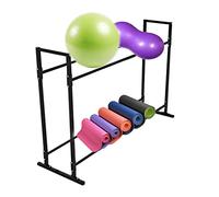 SnamicE Soporte Independiente para Pelotas de Yoga, Ahorra Espacio, Ideal para gimnasios. Color Negro. Organizador Tipo Silla para Pelotas de Ejercicio, Clube,2Tier