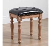 SnamicE Taburete de tocador con botones, silla de piano con patas de madera maciza, taburete de maquillaje tapizado de esponja de alta resistencia para sala de estar/dormitorio, color marrón