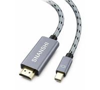 SNANSHI Mini DisplayPort a HDMI Cable 1.8M 2K 60Hz 1080P 120Hz Nylon Trenzado Thunderbolt 2 a HDMI Adapter Compatible con MacBook Air Pro Surface Pro 3 4 5 6 iMac Monitor Proyector