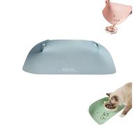 Snap-Button Faux Leather Pet Food Mat,Cat Dog Food Mat, Waterproof Non Slip Cat Placemat For Food and Water Bowls,Semi Enclosed Easy Clean Mats For Cats and Small Dogs(B)