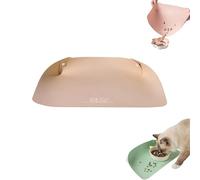 Snap-Button Faux Leather Pet Food Mat,Cat Dog Food Mat, Waterproof Non Slip Cat Placemat For Food and Water Bowls,Semi Enclosed Easy Clean Mats For Cats and Small Dogs(F)