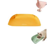 Snap-Button Faux Leather Pet Food Mat,Cat Dog Food Mat, Waterproof Non Slip Cat Placemat For Food and Water Bowls,Semi Enclosed Easy Clean Mats For Cats and Small Dogs(C)