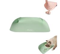 Snap-Button Faux Leather Pet Food Mat,Cat Dog Food Mat, Waterproof Non Slip Cat Placemat For Food and Water Bowls,Semi Enclosed Easy Clean Mats For Cats and Small Dogs(E)