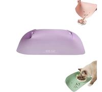 Snap-Button Faux Leather Pet Food Mat,Cat Dog Food Mat, Waterproof Non Slip Cat Placemat For Food and Water Bowls,Semi Enclosed Easy Clean Mats For Cats and Small Dogs(D)
