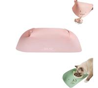 Snap-Button Faux Leather Pet Food Mat,Cat Dog Food Mat, Waterproof Non Slip Cat Placemat For Food and Water Bowls,Semi Enclosed Easy Clean Mats For Cats and Small Dogs(F)