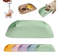Snap-Button Faux Leather Pet Food Mat, Raised Edge Pet Food Mat, Waterproof Non Slip Leather Pets Feeding Mats, Semi Enclosed Easy Clean Mats to Contain Spill (Green)
