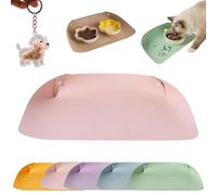 Snap-Button Faux Leather Pet Food Mat, Raised Edge Pet Food Mat, Waterproof Non Slip Leather Pets Feeding Mats, Semi Enclosed Easy Clean Mats to Contain Spill (Pink)