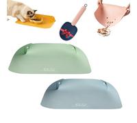 Snap-Button Faux Leather Pet Food Mat with Raised Spill Edge, Cat Dog Food Mat, Waterproof Non-Slip Feeding Station for Cats & Small Dogs, Easy-Clean Floor Protector, for Water Fountains (Q-1)