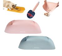 Snap-Button Faux Leather Pet Food Mat with Raised Spill Edge, Cat Dog Food Mat, Waterproof Non-Slip Feeding Station for Cats & Small Dogs, Easy-Clean Floor Protector, for Water Fountains (G-1)