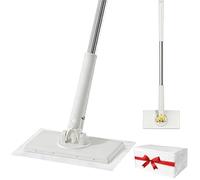 Snap Grip Mini Mop, Clever Snap-Grip Mini Mop, Lazy Mops Clip On with One-Button Clamping, 360 Rotating Wet and Dry for Floor Wall Bathroom Kitchen (White, 75cm)