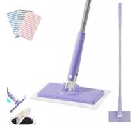 Snap Grip Mini Mop,Zero Touch Mini Mop,Automatic Cloth Changing MiniMop, 360 Rotating Head, One-Button Disassembly, 40in Long Handle Mopping Sweeper Stick for Multi Cleaning (Purple+10cloth,92cm)