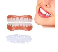 Snap on Dentadura Simulación 2 Pairs Dientes Falsos Reutilizable, Dentaduras Postizas Reales Cubierta Dientes Imperfectos Superior E Inferior, Dientes Postizos Cosméticos Para Hombre Mujer