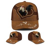 Snapback Cap Gallo con Estampado De Cuero Marrón Gorras Deportivas | Gorra Trucker Soft Sombrero De Béisbol Breathable baseball cap Para Pesca Senderismo Sport