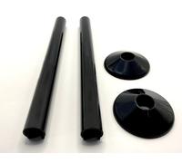 SnapFit Embellecedor Radiador - Juego 2 Cubiertas de Tubo 200 mm Largo, 15 mm Diámetro, Color Negro, Fácil Instalación para Diferentes Radiadores