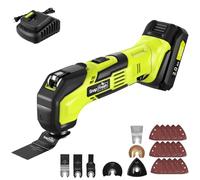 SnapFresh Herramienta oscilante inalámbrica, multiherramienta de 20 V con 6 velocidades, ángulo de oscilación de 3,2°, 22 accesorios, batería de 2,0 Ah y cargador rápido, kit de herramientas para