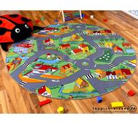 Snapstyle Alfombra Carretera Infantil de Juegos - Pueblo pequeño - Verde - Redonda - 4 tamaños